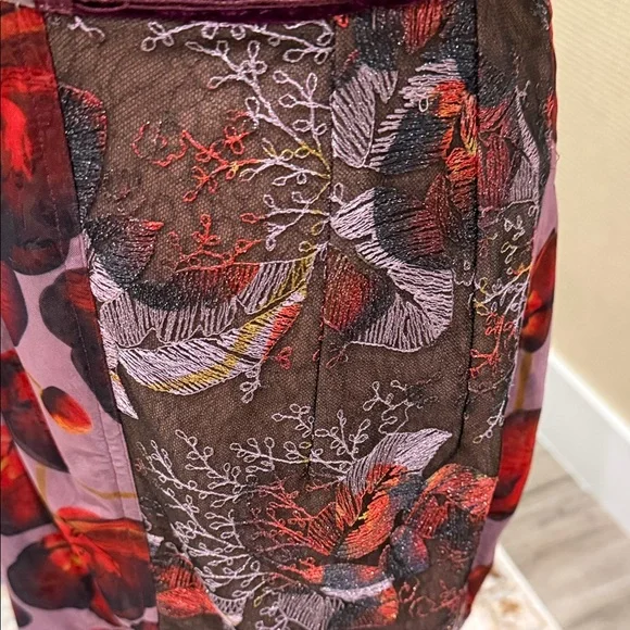 Byron Lars, Elegant,Unique Floral Sheer Maxi Dress, Red/Purple Accents, size 10 - Picture 5 of 15